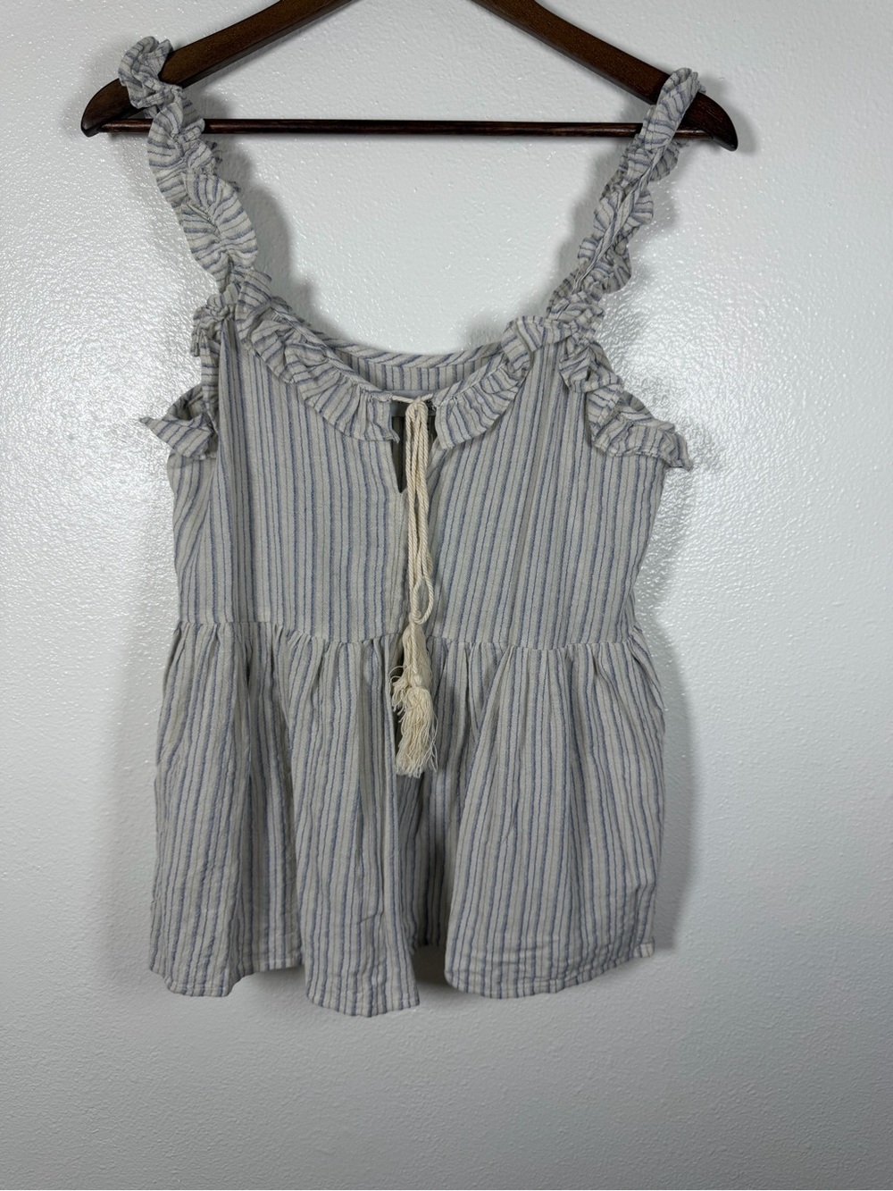 Striped Ruffle Strap Tank Top - Picture 1 of 7
